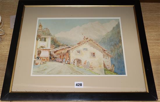 Sir Hubert James Medlycott (1841-1920), Italian Alpine landscape, signed and dated 1908, watercolour, 25 x 35cm